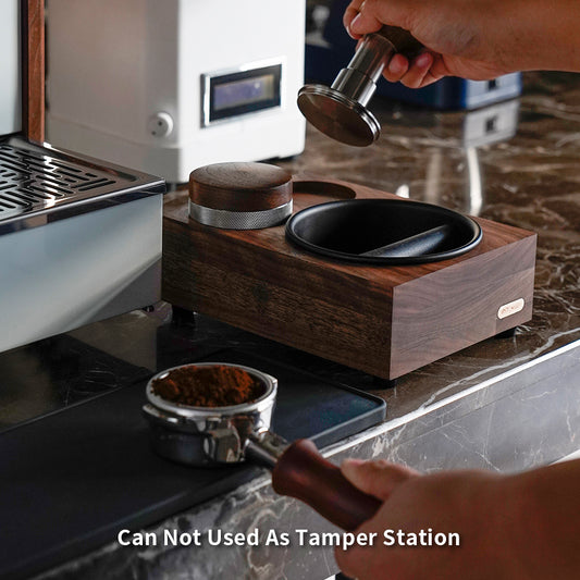 watchget Knock Box Wooden Knock Box with tamper station Espresso tamping station,Coffee Organizer Box Fit for Storage 51/54/58MM Tamper, Distributor Coffee Dump Bin Wood Espresso Accessories