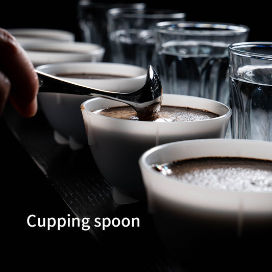 watchget Professional Coffee Cupping Spoon,Coffee Measuring Scoop Stainless Steel Round Spoons,Gift with the Spoon Holder Bag