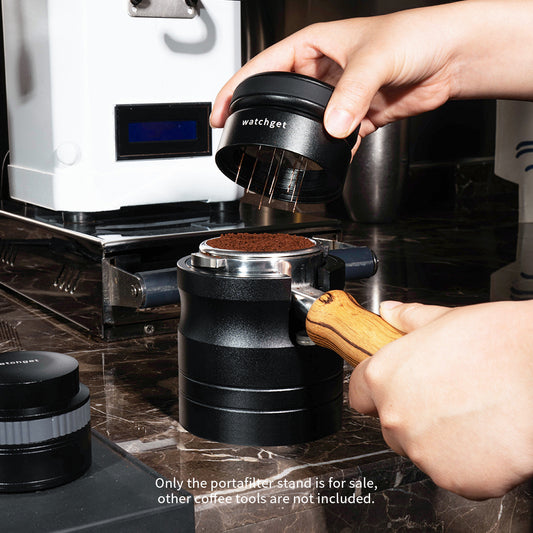 watchget Coffee Portafilter Holder, Espresso Tamping Station Aluminum Alloy Espresso Tamper Stand for Most 58mm Coffee Portafilters with Non-slip Base