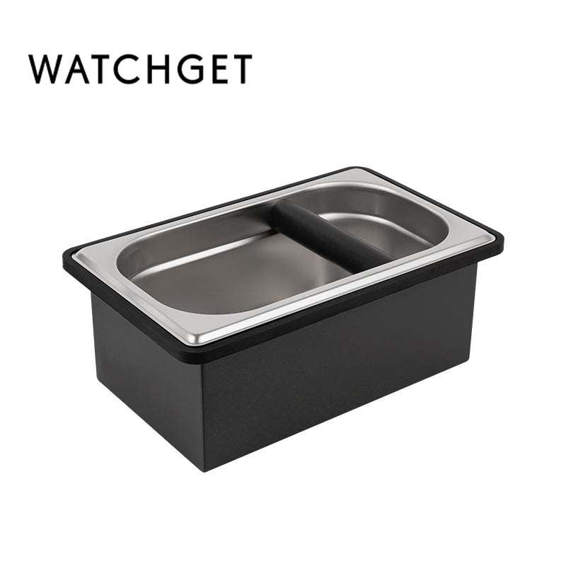 watchget Espresso Coffee Knock Box Durable Stainless Steel Dump Bin for Coffee Pucks Container with Removable Non-Slip Base Coffee Grounds Container for Home/Cafe