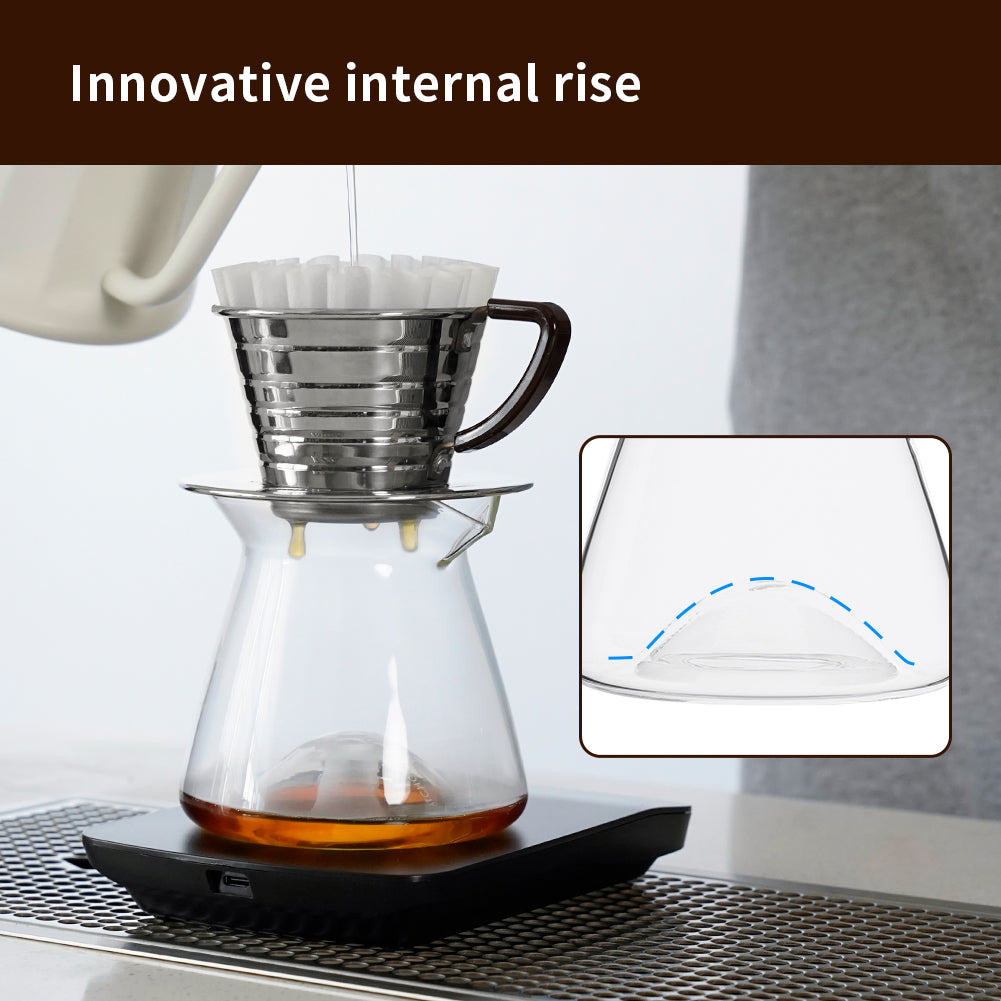 watchget 300ml Coffee Server Glass Coffee Carafe Pour Over Coffee Server Heat Resistant Coffee Pot Maker, Clear