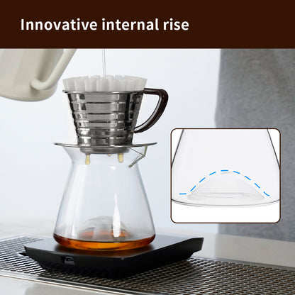 watchget 300ml Coffee Server Glass Coffee Carafe Pour Over Coffee Server Heat Resistant Coffee Pot Maker, Clear