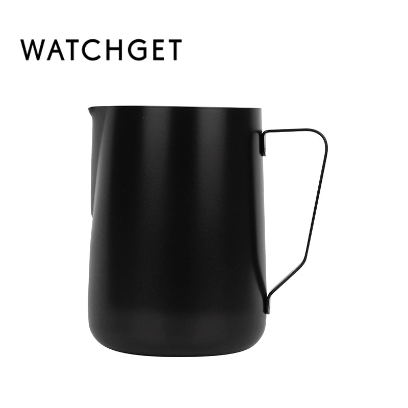 watchget Milk Frothing Pitcher 350ml/600ml/900ml/1500ml (12oz/20oz/32oz/52oz) - Stainless Steel Espresso Steaming Pitcher for Cappuccino, Latte Art, Milk Jug Coffee Frother Cup, Black