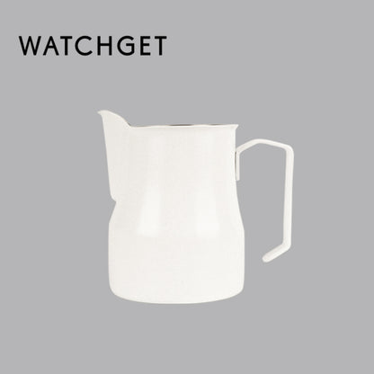 watchget Milk Frothing Pitcher 15oz/450ml Stainless Steel Frothing Pitcher Espresso Steaming Pitcher Milk Frother Cup Cappuccino Latte Art Coffee Machine Accessories Milk Jug, White