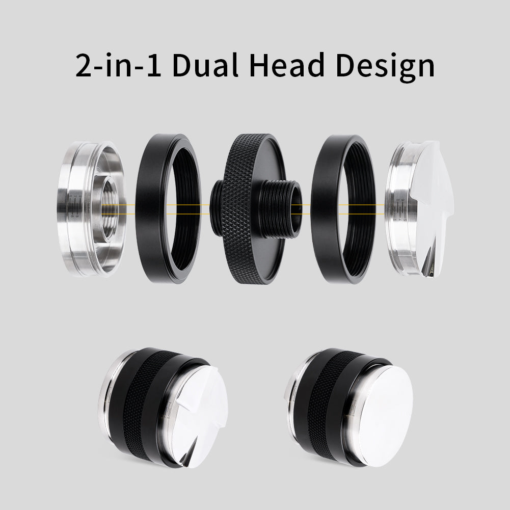 watchget 58mm Coffee Distributor & Hand Tamper Adjustable Depth Espresso Tamper Dual Head Coffee Leveler Fits 53/58mm Espresso Portafilter Professional Espresso Distribution Tool V2