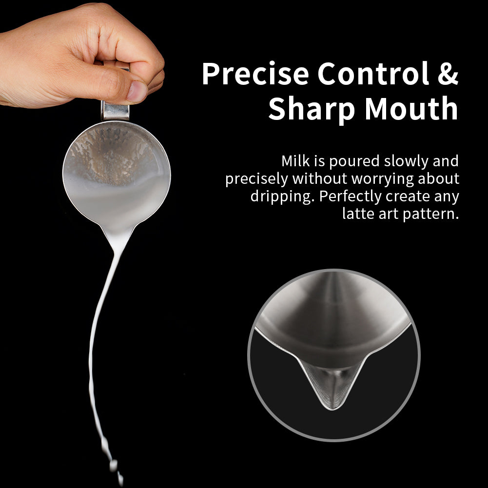 watchget Milk Frothing Pitcher 15oz/450ml Stainless Steel Frothing Pitcher Espresso Steaming Pitcher Milk Frother Cup Cappuccino Latte Art Coffee Machine Accessories Milk Jug