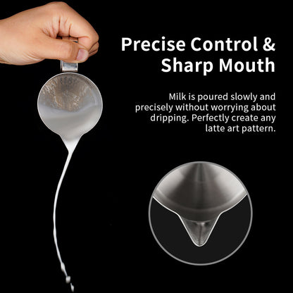 watchget Milk Frothing Pitcher 15oz/450ml Stainless Steel Frothing Pitcher Espresso Steaming Pitcher Milk Frother Cup Cappuccino Latte Art Coffee Machine Accessories Milk Jug