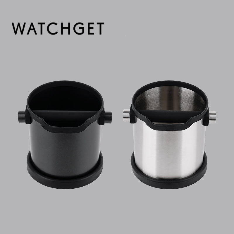 watchget Espresso Knock Box Stainless Steel Coffee Knock Box Large Capacity Non-slip Base Coffee Grounds Container Barista Tools Espresso Machine Accessories, Black