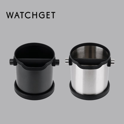 watchget Espresso Knock Box Stainless Steel Coffee Knock Box Large Capacity Non-slip Base Coffee Grounds Container Barista Tools Espresso Machine Accessories, Black