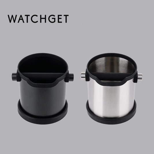 watchget Espresso Knock Box Stainless Steel Coffee Knock Box Large Capacity Non-slip Base Coffee Grounds Container Barista Tools Espresso Machine Accessories, Black