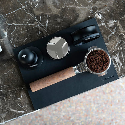 watchget Leather Espresso Tamper Mat, 7.08inch×9.6inch Coffee Tamp Station Cowhide Coffee Tamping Mat, Coffee Bar Mat for Countertops Espresso Accessories