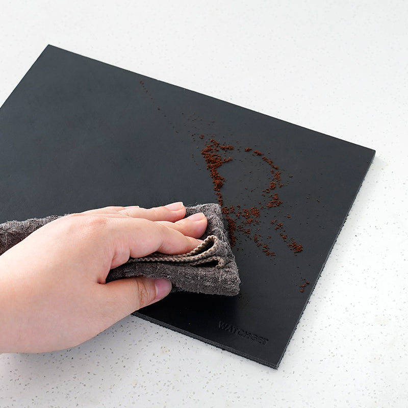 watchget Leather Espresso Tamper Mat, 7.08inch×9.6inch Coffee Tamp Station Cowhide Coffee Tamping Mat, Coffee Bar Mat for Countertops Espresso Accessories