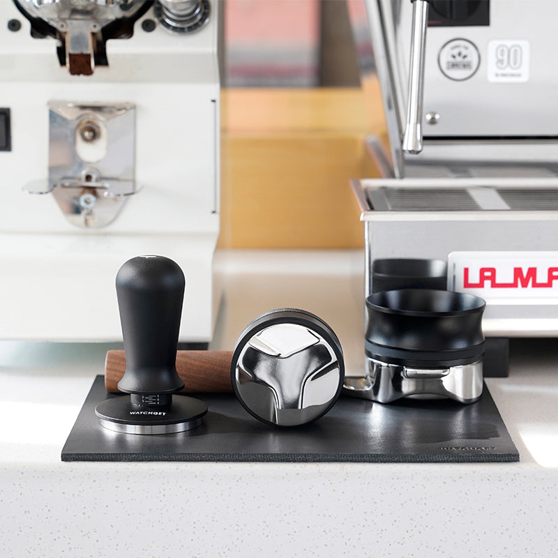 watchget Leather Espresso Tamper Mat, 7.08inch×9.6inch Coffee Tamp Station Cowhide Coffee Tamping Mat, Coffee Bar Mat for Countertops Espresso Accessories