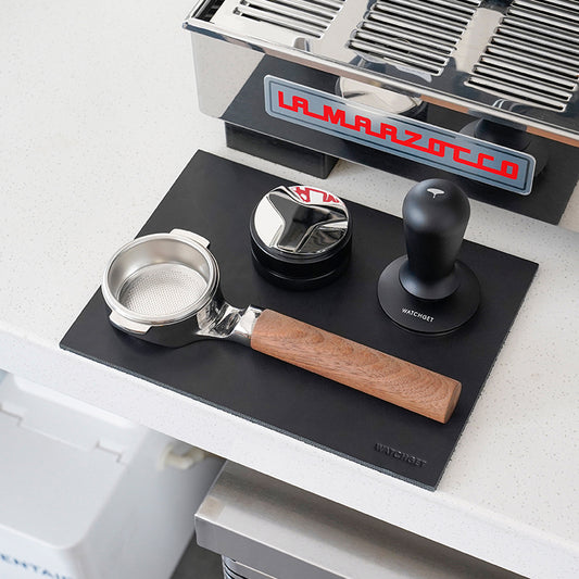watchget Leather Espresso Tamper Mat, 7.08inch×9.6inch Coffee Tamp Station Cowhide Coffee Tamping Mat, Coffee Bar Mat for Countertops Espresso Accessories