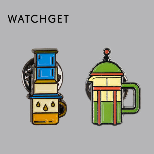 watchget Coffee Brooch Set Unique Cafe Brewer Enamel Pins Set Cartoon Brooches Pins for Coffee Enthusiasts for Unisex Women's Clothing Decorate