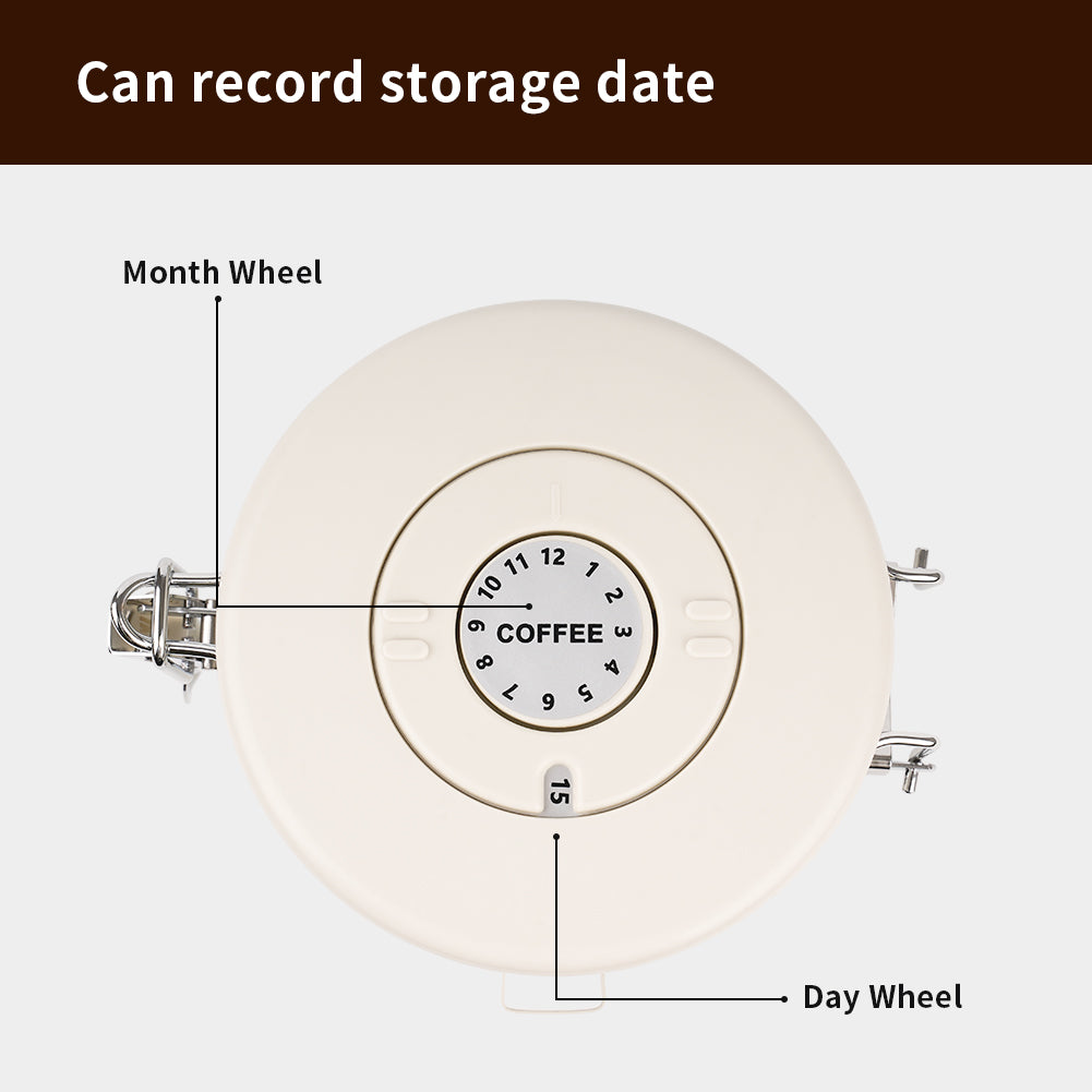 watchget Airtight Coffee Canister Coffee Bean Storage One Way Releasing Valve Container with Date Tracker and Scoop 1.2/1.5/1.8 Liter Stainless Steel Food Storage Container Canister, Creamy White
