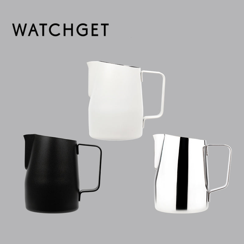 watchget Milk Frothing Pitcher 15oz/450ml Stainless Steel Frothing Pitcher Espresso Steaming Pitcher Milk Frother Cup Cappuccino Latte Art Coffee Machine Accessories Milk Jug
