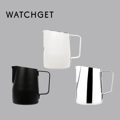 watchget Milk Frothing Pitcher 15oz/450ml Stainless Steel Frothing Pitcher Espresso Steaming Pitcher Milk Frother Cup Cappuccino Latte Art Coffee Machine Accessories Milk Jug