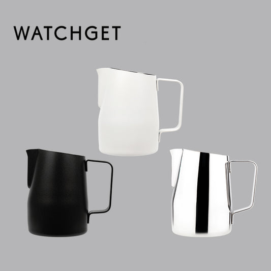 watchget Milk Frothing Pitcher 15oz/450ml Stainless Steel Frothing Pitcher Espresso Steaming Pitcher Milk Frother Cup Cappuccino Latte Art Coffee Machine Accessories Milk Jug
