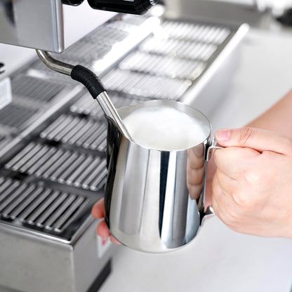 watchget Milk Frothing Pitcher 350ml/600ml/900ml/1500ml (12oz/20oz/32oz/52oz) - Stainless Steel Espresso Steaming Pitcher for Cappuccino, Latte Art, Milk Jug Coffee Frother Cup, Black