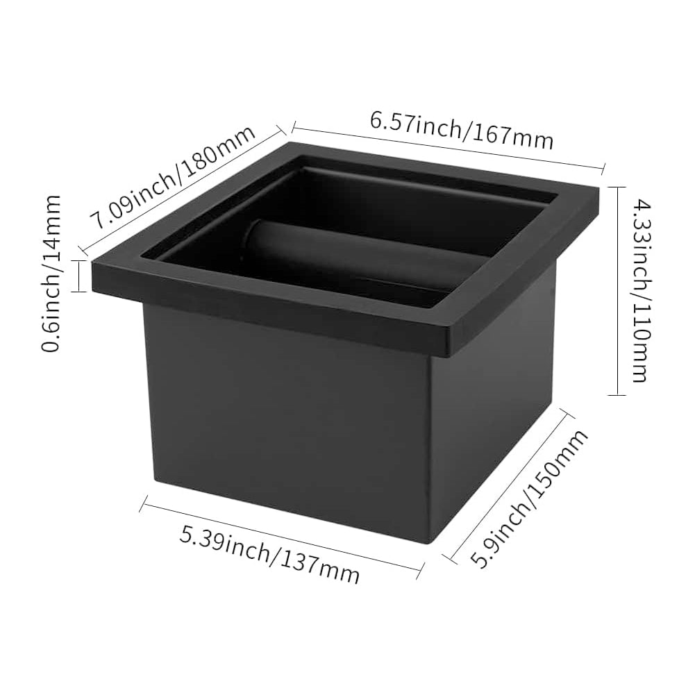 watchget Espresso Knock Box - Built-in Stainless Steel and Silicone Coffee Knock Box Chute, Detachable Rubber Rod, Square Bottomless Waste Bin for Coffee Grounds
