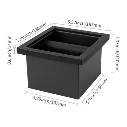 watchget Espresso Knock Box - Built-in Stainless Steel and Silicone Coffee Knock Box Chute, Detachable Rubber Rod, Square Bottomless Waste Bin for Coffee Grounds