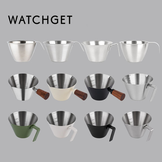 Espresso Shot Cup, watchget Espresso Measuring Cup with Handle and Insdie Mark Stainless Steel Measuring Shot Cup for Barista Cafe Home Professional Espresso Coffee Accessories