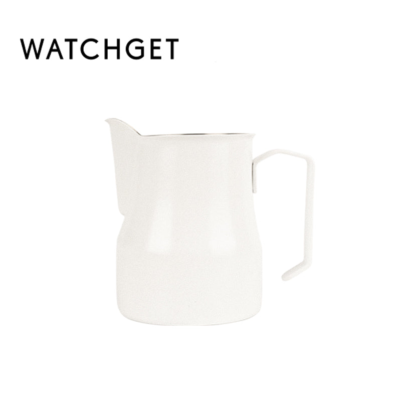 watchget Milk Frothing Pitcher 15oz/450ml Stainless Steel Frothing Pitcher Espresso Steaming Pitcher Milk Frother Cup Cappuccino Latte Art Coffee Machine Accessories Milk Jug, White
