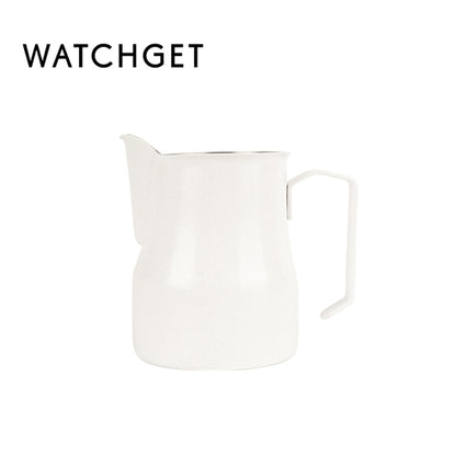 watchget Milk Frothing Pitcher 15oz/450ml Stainless Steel Frothing Pitcher Espresso Steaming Pitcher Milk Frother Cup Cappuccino Latte Art Coffee Machine Accessories Milk Jug, White