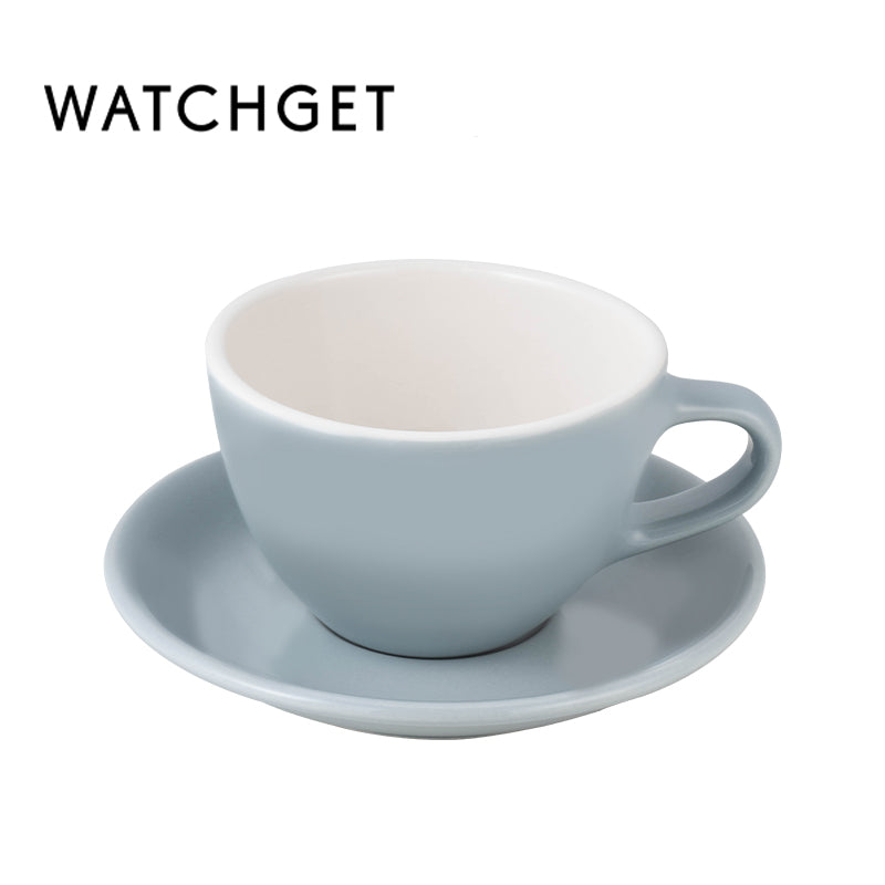watchget Porcelain Latte Cup and Saucer - 9.5oz Ceramic Latte Art Mug for Cappuccino, Tea, Latte, Cafe Mocha