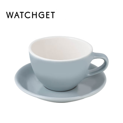 watchget Porcelain Latte Cup and Saucer - 9.5oz Ceramic Latte Art Mug for Cappuccino, Tea, Latte, Cafe Mocha