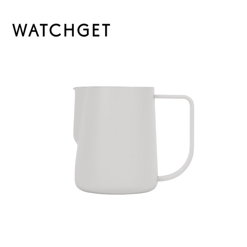 watchget Milk Frothing Pitcher 250ml/8oz Stainless Steel Espresso Steaming Pitcher Milk Coffee Cappuccino Latte Art Barista Steam Jug Espresso Frother Cup, Silver