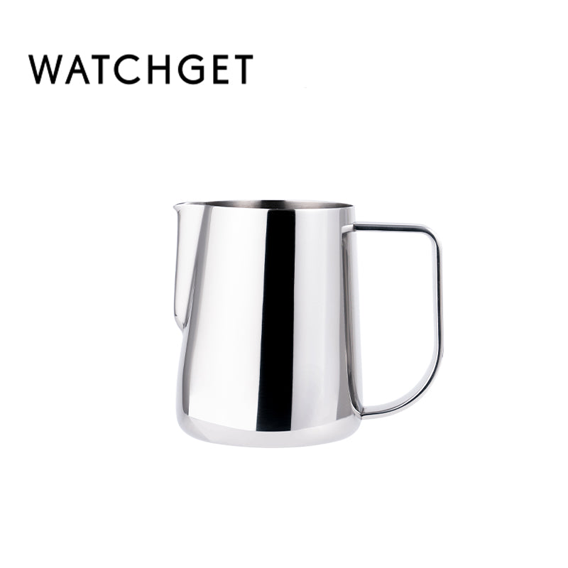 watchget Milk Frothing Pitcher 250ml/8oz Stainless Steel Espresso Steaming Pitcher Milk Coffee Cappuccino Latte Art Barista Steam Jug Espresso Frother Cup, Silver