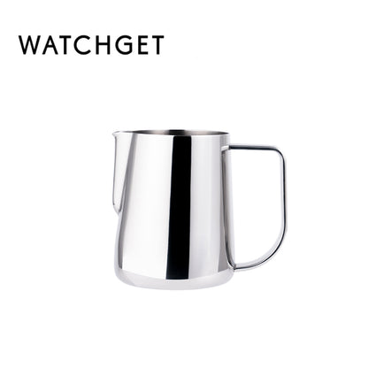 watchget Milk Frothing Pitcher 250ml/8oz Stainless Steel Espresso Steaming Pitcher Milk Coffee Cappuccino Latte Art Barista Steam Jug Espresso Frother Cup, Silver