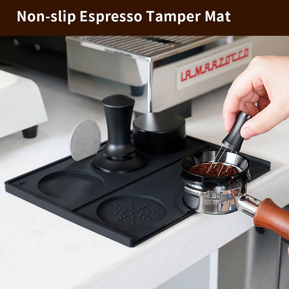 Espresso Tamping Mat - Espresso Tamping Station Food Grade Silicone Coffee Tamper Mat Espresso Accessory for Baristas Home Kitchen Bar Coffee Shop 9.84Inch x 7.87Inch