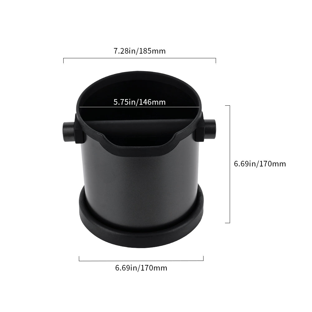 watchget Espresso Knock Box Stainless Steel Coffee Knock Box Large Capacity Non-slip Base Coffee Grounds Container Barista Tools Espresso Machine Accessories, Black