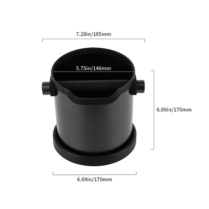 watchget Espresso Knock Box Stainless Steel Coffee Knock Box Large Capacity Non-slip Base Coffee Grounds Container Barista Tools Espresso Machine Accessories, Black