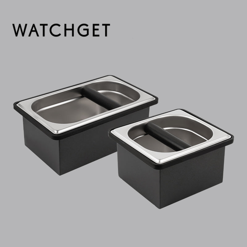 watchget Espresso Coffee Knock Box Durable Stainless Steel Dump Bin for Coffee Pucks Container with Removable Non-Slip Base Coffee Grounds Container for Home/Cafe