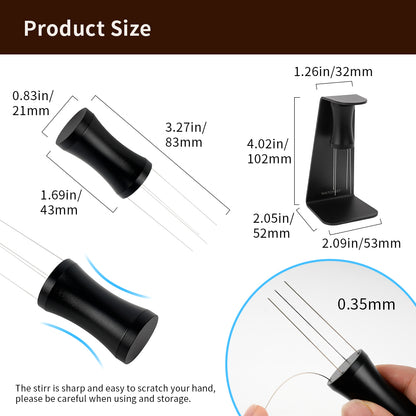 watchget WDT Espresso Distribution Tool with Magnetic Stand for Barista, Espresso Accessories with Stainless Steel 4 Needles 0.35mm with 4 Extra Needles, Black