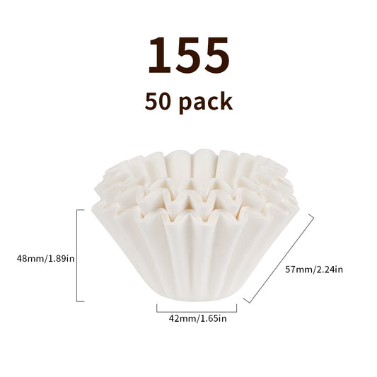 watchget 1-2Cup Coffee Wave Paper Filter 50 Count Disposable Basket Coffee Filter Paper Compatible with Kalita Wave Dripper 155 Series, Single Serve Coffee Pot, Pour Over and Drip Coffee Makers