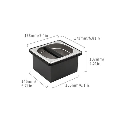 watchget Espresso Coffee Knock Box Durable Stainless Steel Dump Bin for Coffee Pucks Container with Removable Non-Slip Base Coffee Grounds Container for Home/Cafe