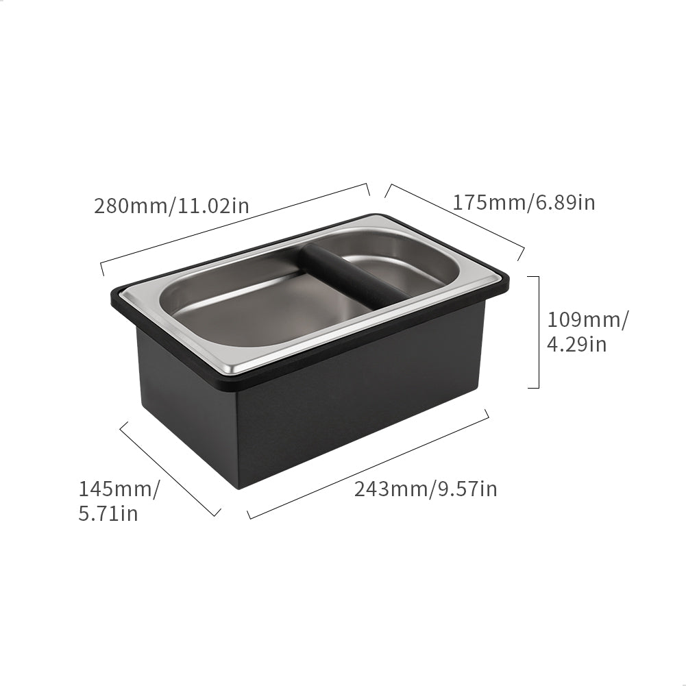 watchget Espresso Coffee Knock Box Durable Stainless Steel Dump Bin for Coffee Pucks Container with Removable Non-Slip Base Coffee Grounds Container for Home/Cafe