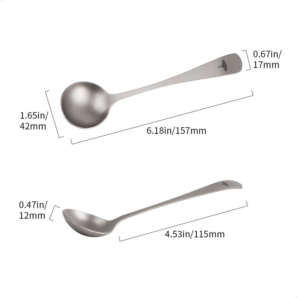 watchget Professional Coffee Cupping Spoon - 6.18 Inch Titanium Round Measuring Spoon for Espresso, Specialty Coffee, Baristas