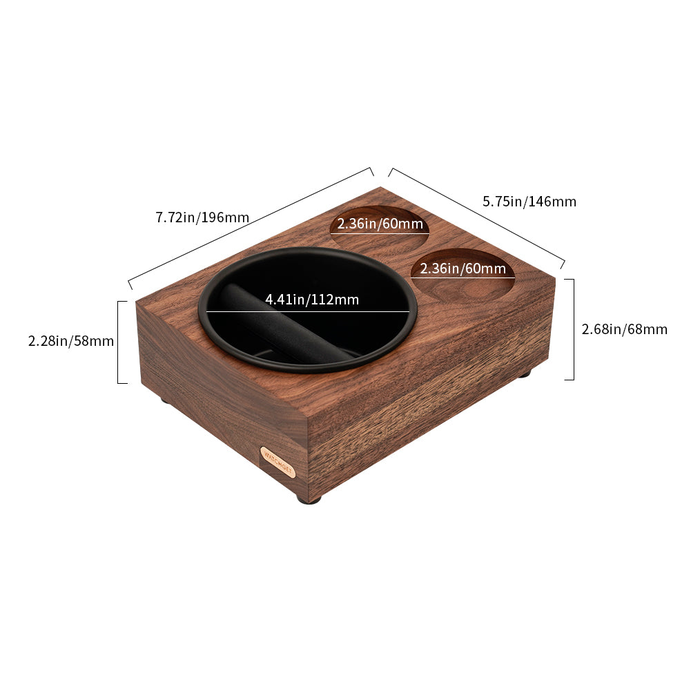 watchget Knock Box Wooden Knock Box with tamper station Espresso tamping station,Coffee Organizer Box Fit for Storage 51/54/58MM Tamper, Distributor Coffee Dump Bin Wood Espresso Accessories