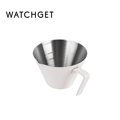 Espresso Shot Cup, watchget Espresso Measuring Cup with Handle and Insdie Mark Stainless Steel Measuring Shot Cup for Barista Cafe Home Professional Espresso Coffee Accessories