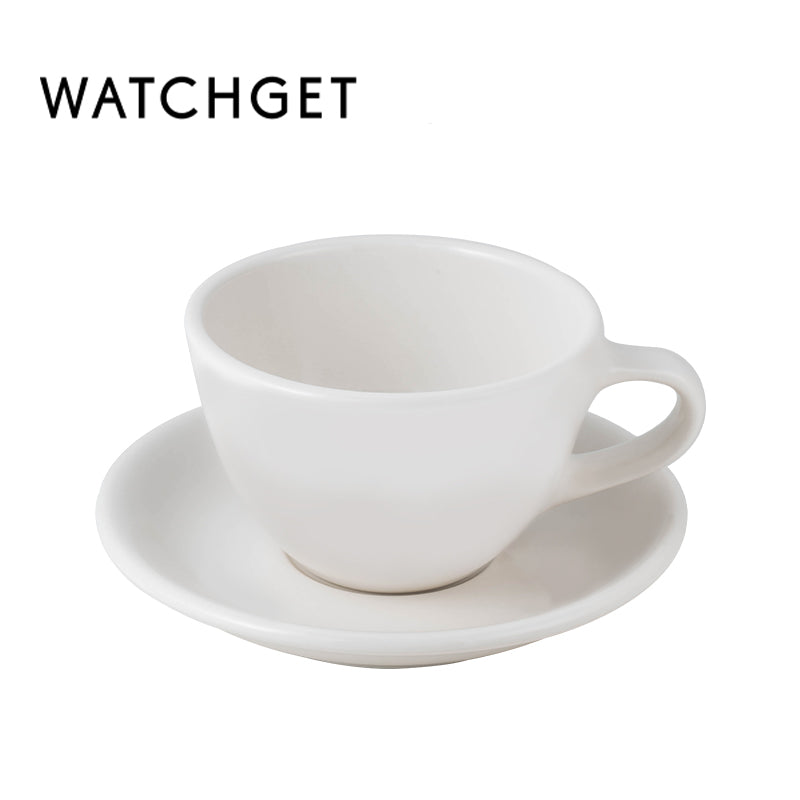 watchget Porcelain Latte Cup and Saucer - 9.5oz Ceramic Latte Art Mug for Cappuccino, Tea, Latte, Cafe Mocha