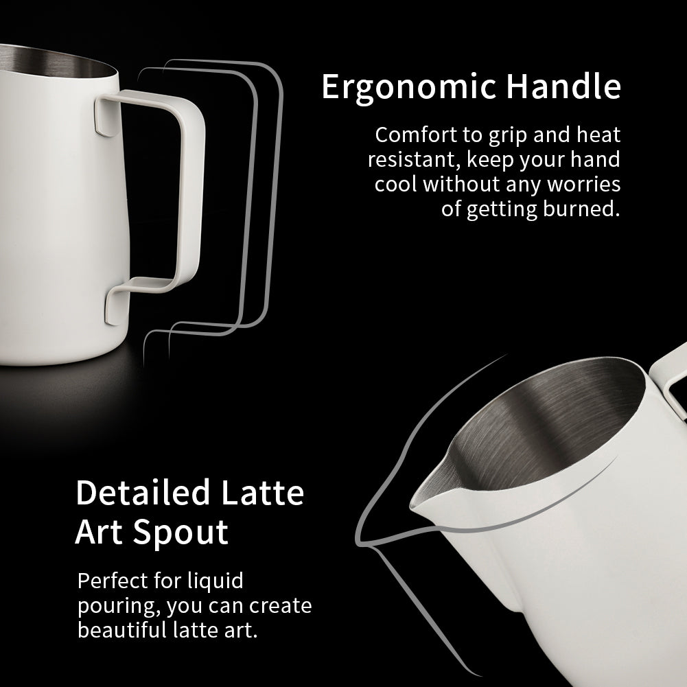 watchget Milk Frothing Pitcher 15oz/450ml Stainless Steel Frothing Pitcher Espresso Steaming Pitcher Milk Frother Cup Cappuccino Latte Art Coffee Machine Accessories Milk Jug