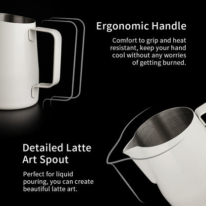 watchget Milk Frothing Pitcher 15oz/450ml Stainless Steel Frothing Pitcher Espresso Steaming Pitcher Milk Frother Cup Cappuccino Latte Art Coffee Machine Accessories Milk Jug