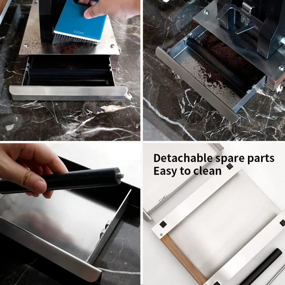 watchget Espresso Knock Box Drawer Stainless Steel Detachable Coffee Ground Knock Container with Removable Knock Bar and Non-Slip Base For Home, Office, Coffee Shop