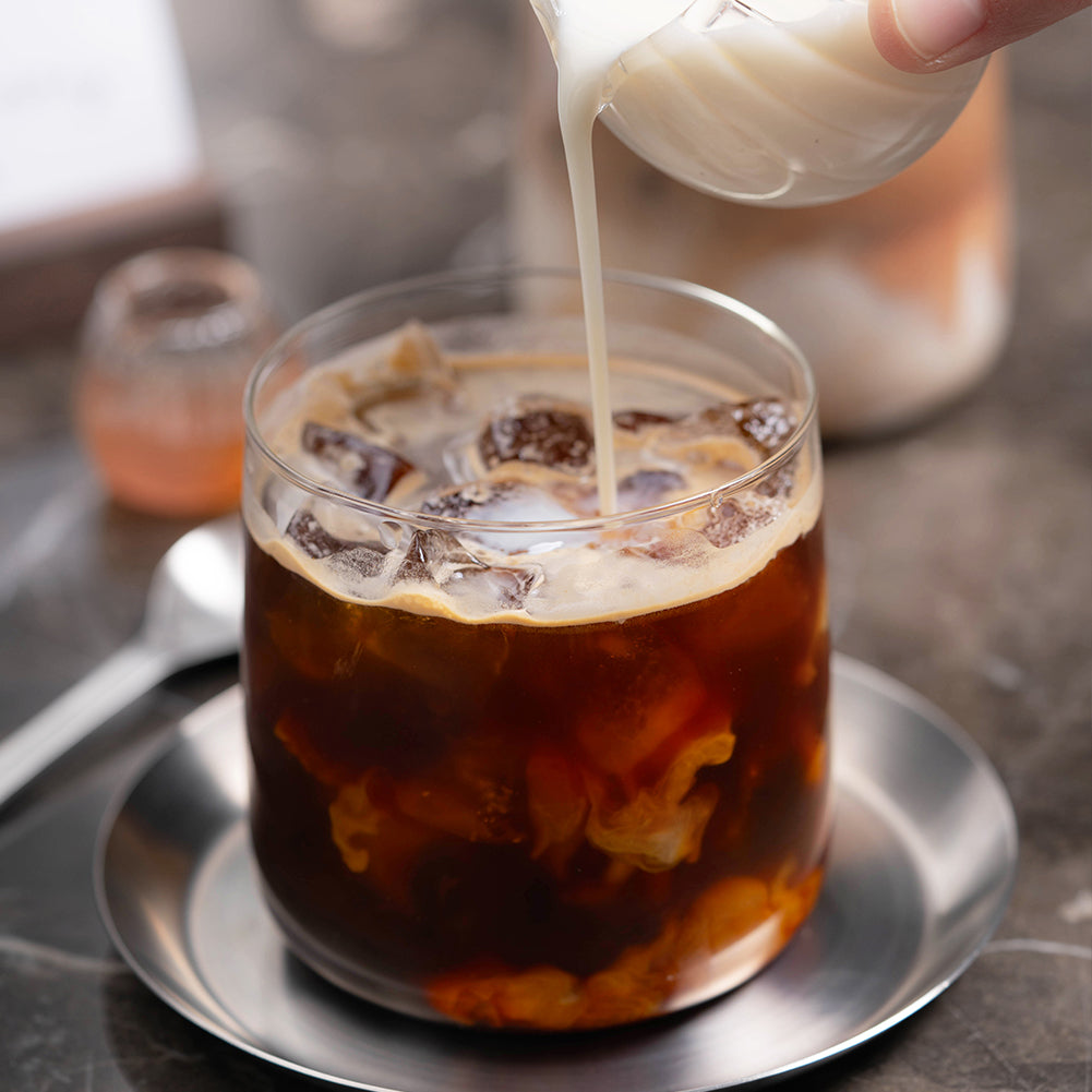 watchget Lightweight Drinking Glass Coffee Cup - 12.6oz Heat-Resistant Tumbler Glass Cup，Cold Brew, Iced Drip, Iced Latte, Americano - Thin-walled Drinking Cup for Coffee and Tea